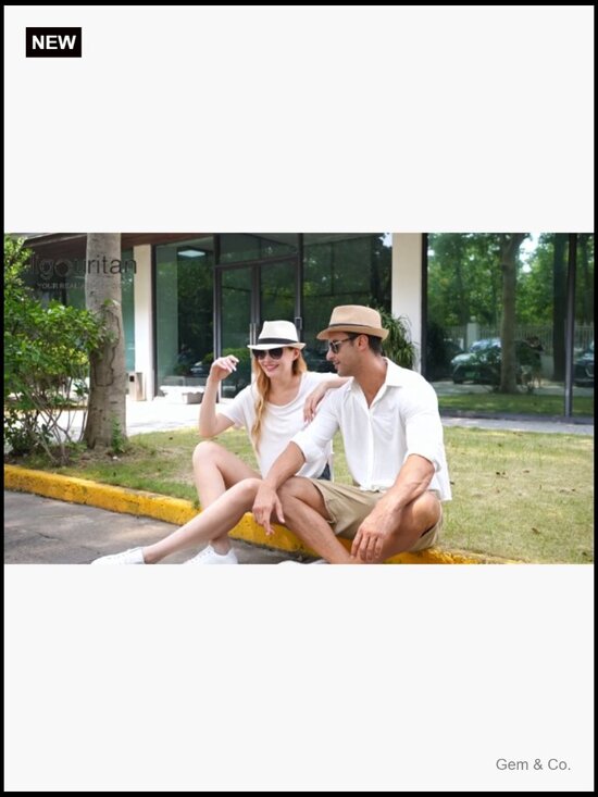 2 Pack Straw Fedora Hats Unisex Short Brim Summer Beach Sun Hat Trilby Panama main image 4